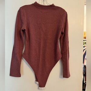 SHEIN ☀️💜Purple long sleeve Mock Neck Waffle Knit Bodysuit